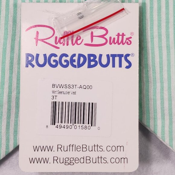 Ruffle Butts Toddler Seersucker Vest 3T Mint Easter Child Ring Bearer Wedding - Picture 7 of 14